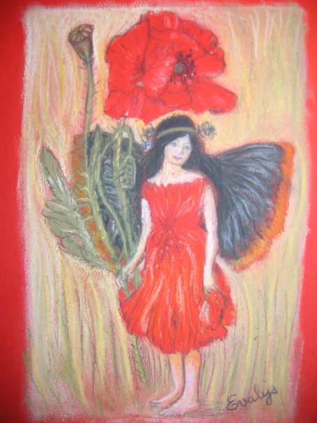 Fée coquelicot -  Pastel sec
