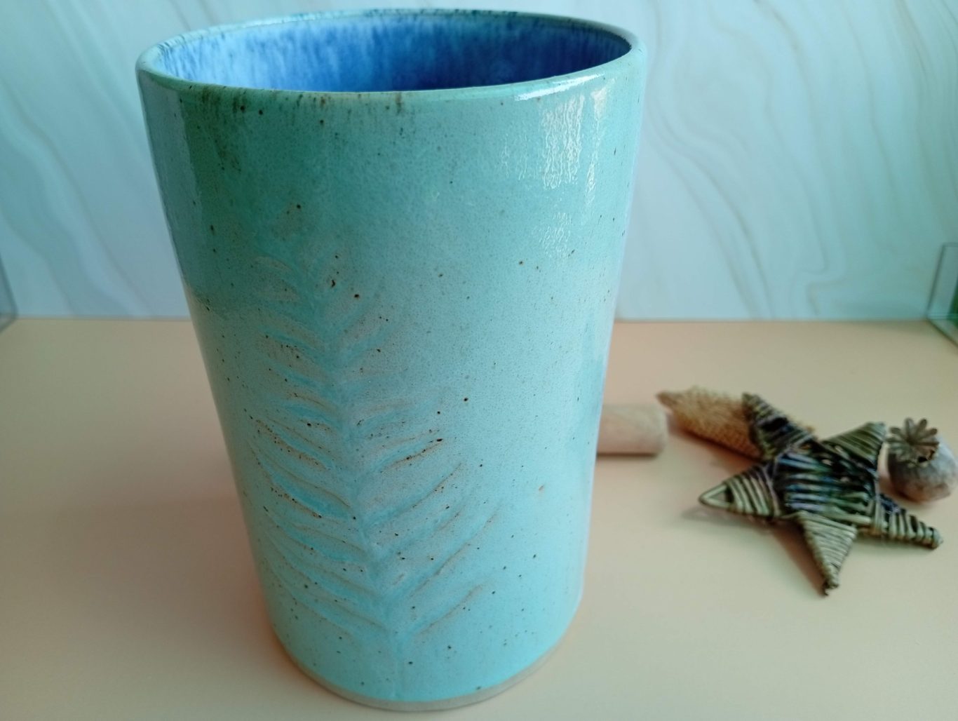 Vase gravé fougère Nature